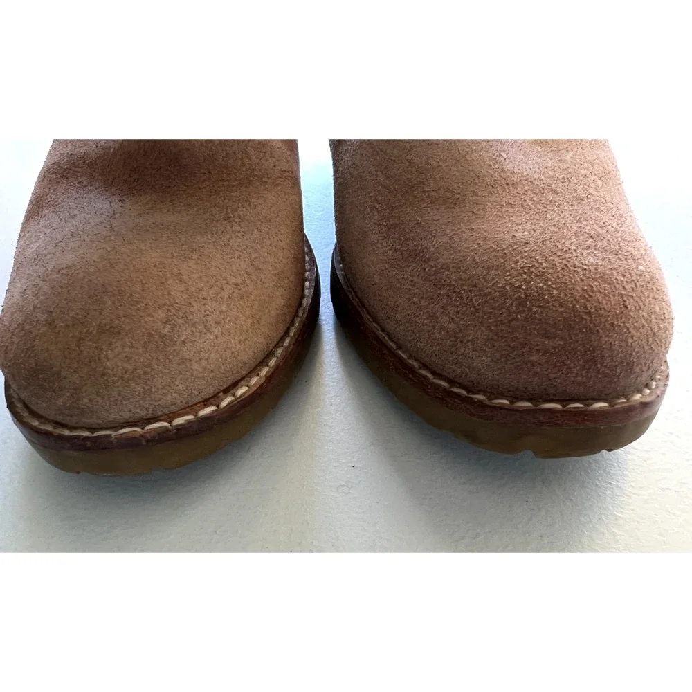 Report Belzer Over The Knee Boots Women's 6.5 Tan Suede Stacked Wood Heel